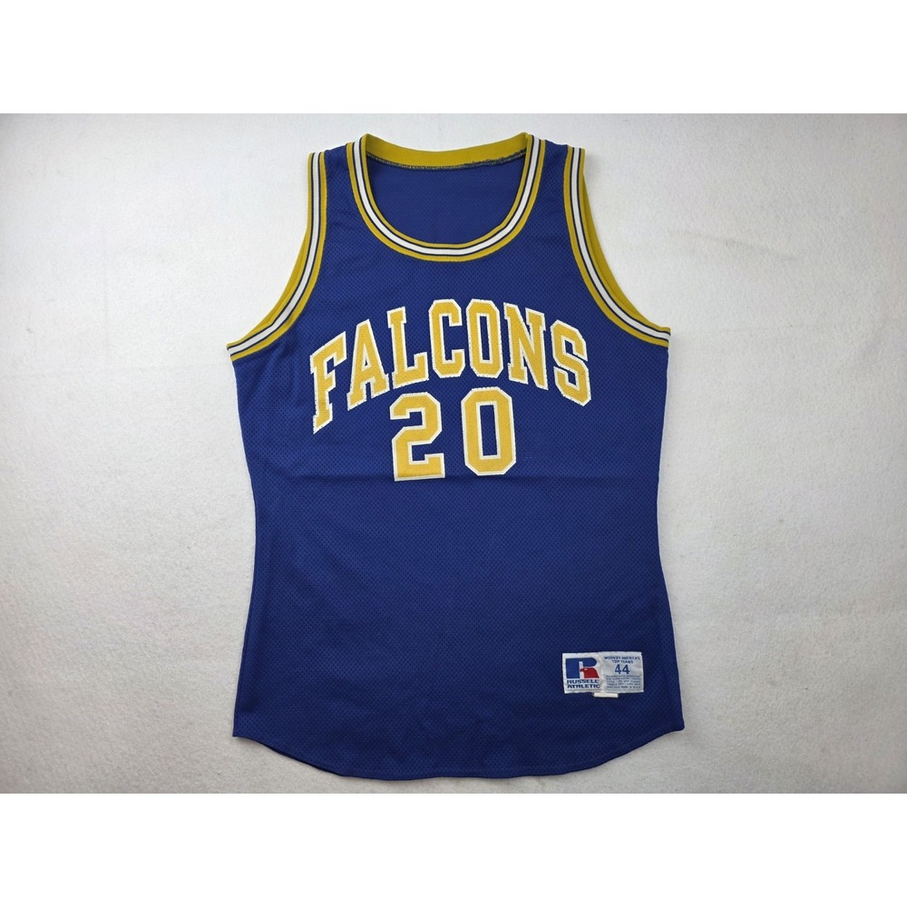 Vintage Russell Athletic Falcons #20 Basketball Jersey Made In USA Blue Size 44‎